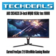 AOC CU34G3S 34-Inch WQHD 165Hz 1ms 1000R Curved FreeSync 21:9 UltraWide Gaming Monitor