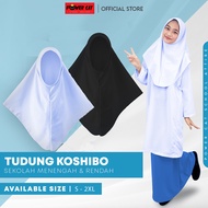 POWER CAT Tudung Sekolah 2 Lapis Putih Nila Koshibo School Wear Tudung- White/Black/Size S-2XL