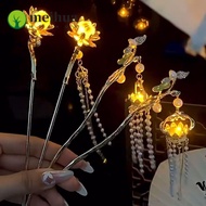 MEIHUAA Glows Lantern Flower Hairpin, Ancient Style Chinese Style Lotus Emit Light Hairpin, Sweet Cr