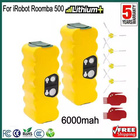 6000mah 14.4V For iRobot Roomba 600 Battery NI-MH Rechargeable Compatible For iRobot Roomba 500 600 