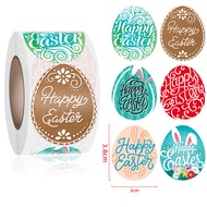 500pcs Happy Easter Stickers 1.5inch Cute Rabbit Easter Egg Sticker Label For Candy Bag Gift Box Sealing Easter Party decor