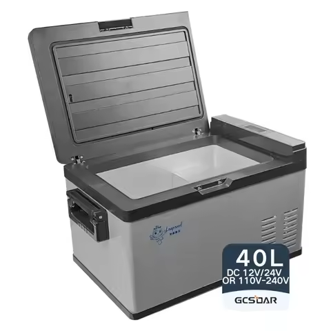 LP-40Q Portable Battery Powered Mini Fridge Car Refrigerator Freezer with AC Adaptor for Camping Hom