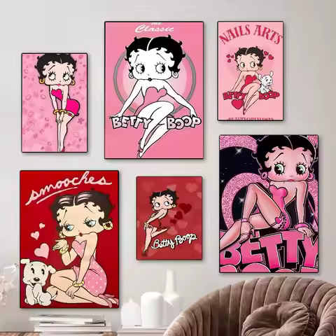 Pretty Cartoon B-Betty B-boop Anime Posters Sticky Whitepaper Sticker DIY Room Bar Cafe Kawaii Room 
