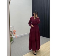 DRESS BORA KOREAN LOOK / GAMIS SUSUN REMPEL JUMBO / GAMIS RAYON KEKINIAN / DRESS BUMIL BUSUI TERMURA