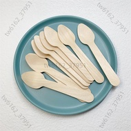 [Free Shipping Discount] 100pcs Wooden Tableware Disposable Tableware Wooden Spoon Coffee Spoon Dess