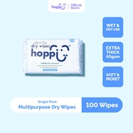 Hoppi Premium Dry Wipes / Baby Wipes / Baby Cleaning Wipes (Gentle) - 100 Sheets