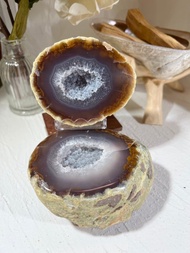 水晶瑪瑙聚寶盆 稀有軟糖款 紫色瑪瑙邊 招財 聚氣 消磁