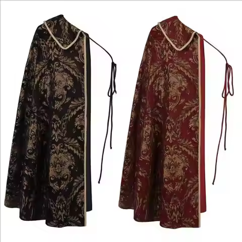 Medieval Renaissance Aristocratic Full Outfit Tudor Royal King Half Shoulder Cloak Vintage Cape Hall