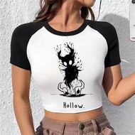 Hollow Knight Cropped Top - Shoujo Baddie CuteCore Style | Vintage-Inspired Lightweight Tee