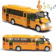 OTONOPI School Bus Toy for Toddlers Pull Back Car Die Cast Metal Vehicle 1 32 Scale with Light Sound Openable Doors STEM Toy Birthday Children's Day Gift for Kids Age 3 4 5 6+ Boys Girls (Yellow)