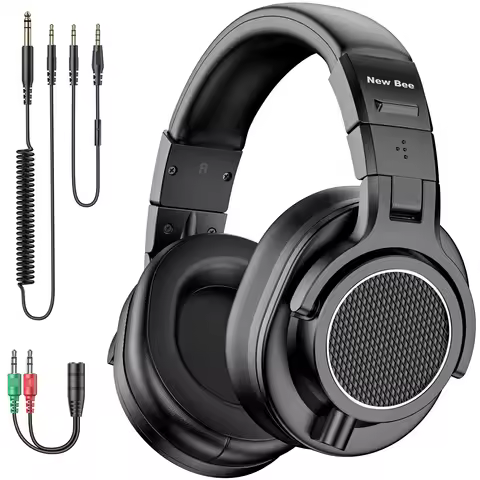 New Bee DH81 Wired Professional Studio Pro 50 DJ Headphones With Microphone Over Ear Hi-Res Studio M