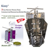 KIZZY K-RD03M Portable Heavy Duty Manual Stainless Steel 3 Gas Burner Commercial Shawarma Kebab Mach