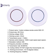 Kitchenly 6V 433Mhz Wireless Remote Control 1 Button Round Remote Control Switch Feel Free To Paste 