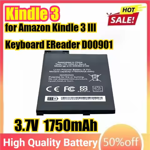 2025Years 3.7V 1750mAh Kindle 3 Battery for Amazon Kindle 3 III Keyboard EReader D00901 Graphite 170