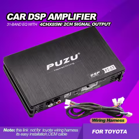 PUZU Car DSP amplifier with factory cable fit for toyota cars built in 4CH to 6ch for subwoofer RCA 