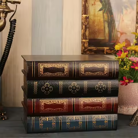 European Retro Fake Book Shape Storage Box Ornaments Office Decoration Secret Item Organizer Househo