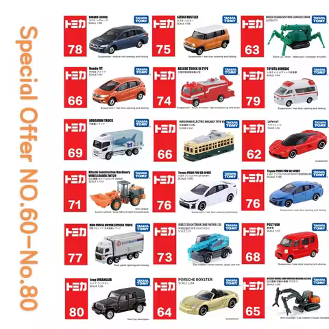 Special Offer Takara Tomy Tomica No.61-No.80 Cars Hot Pop 1:64 Kids Toys Motor Vehicle Diecast Metal