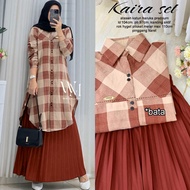KATUN Kaira Tunic Skirt set Haruka Cotton Mix Pleated Material LD 107cm PJ Skirt 90cm Active Buttons