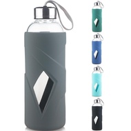 SHOW INGENUITY 32 oz Borosilicate Glass Water Bottle BPA Free Reusable Glass Drinking Bottle with Si