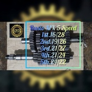 Racing Gear Ratio Jupiter MX 5 Speed Vixion Road Race and Drag Size 1st.16/28; 2nd.19/26; 3rd.21/27;