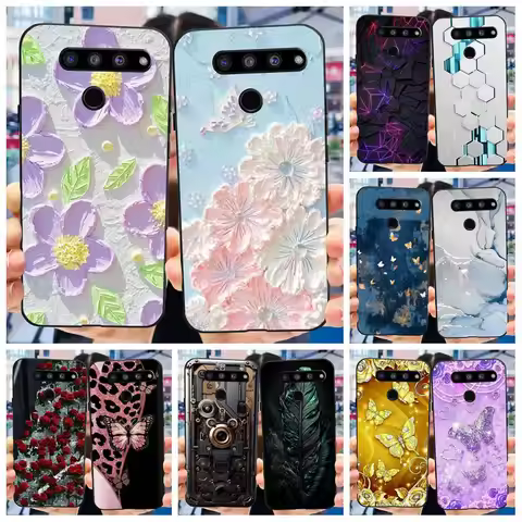 For LG V50 ThinQ 5G Case LM-V500EM Phone Cover Fashion Flower Butterfly Soft Silicone Back Cover For
