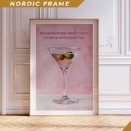 Wall painting, Pink Martini Poster- Cocktail Alcohol Print, Martini Glasses Wall Art for Kitchen roo