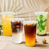 20 Set 12/16oz Clear Plastic Cups, With Pandas Lids Multiple Specifications, Convenient, Easy-To-Gri