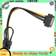 15Pin SATA Male to 8Pin(6+2) PCI-E Power Supply Cable SATA Cable 15-Pin to 8 Pin Cable 18AWG Wire fo