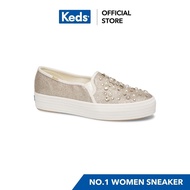 KEDS WF62695 TRIPLE DECKER LUREX CRYSTAL LIGHT GOLD Women's sneakers slip-on fabric gold hot sale