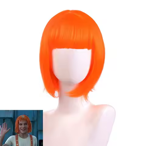 The Fifth 5th Element Leeloo Cosplay Wig Bright Orange Color Long Straight Hair Cosplay Props Leeloo