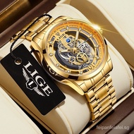 【In stock】LIGE 2023 Men's Watch Original Authentic Waterproof Watch Men's Fashion Stainless Steel Quartz Watch 0F4X