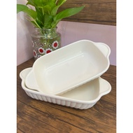 BW01301-Baking Tray All White Long Style Set Of 2 Pieces Size: 4.9x8.5x1.5 Inches
