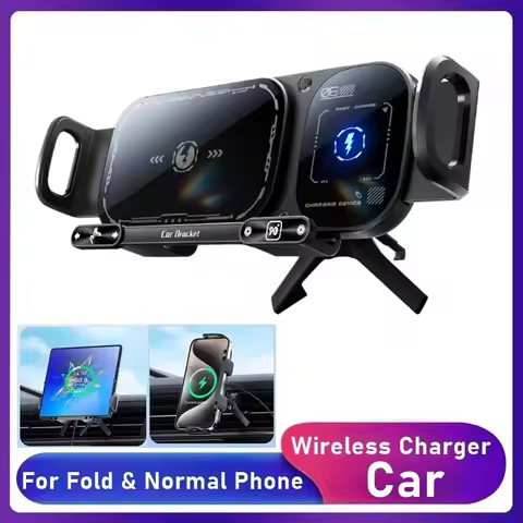 2IN1 Car Wireless Charger Phone Holder Touch Rotate Stand for Samsung Galaxy Fold 6 5 4 3 Z Flip Iph