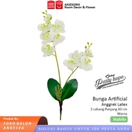 Bunga Anggrek Latex 2 Cabang / Bunga Hias Artificial Anggrek Plastik