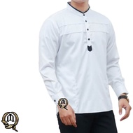 BAJU KOKO DEWASA PRIA PANJANG POLOS PUTIH QAF MUSLIM KEMEJA KOKO JAGAT KERAH SHANGHAI SANTRI PONDOK