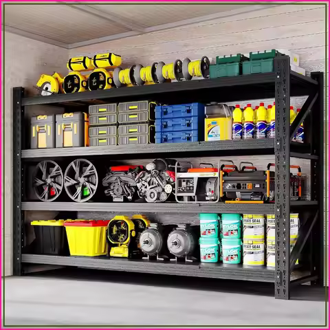 Heavy Duty Storage Shelving Unit 71"W 4-Tier Adjustable Garage Rack 5000 lbs Capacity Steel