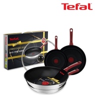 Tefal Unique Induction Premium Frying Pan 20cm+24cm+26cm+Multi Pan 28cm+Glass Lid CT1-UQFP202426W28G
