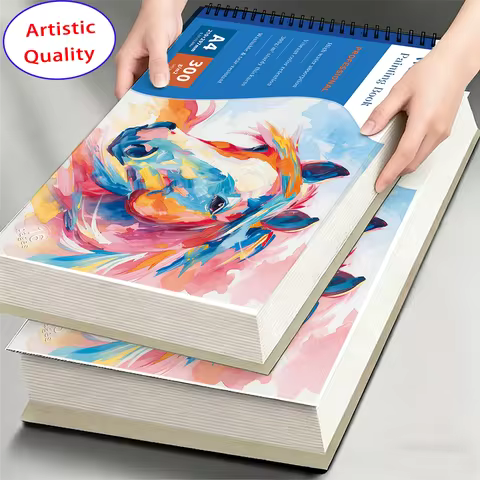 A4 & A5 Watercolor Sketch Pad, 300GSM Thick Art Paper, 16 Sheets, Acid-Free Journal for Watercolor, 