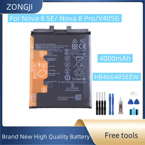 New Battery 4000mAh HB466485EEW For Nova 8 SE Nova 8 Pro V40 5G Mobile Phone Batteries+Free Tools