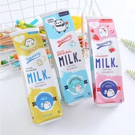 Creative Milk Cartons Waterproof Pencil Cases Boxes Big Capacity Pencil Holder Pen Pouch Stationery Organizer Cosmetic Bag with Zipper for School, Home, Office Use