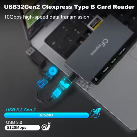 6 in 1 CFexpress Type B/CF/XD/MS/SD/TF CF Express B Card Reader 10Gbps Multi Memory Card Reader with