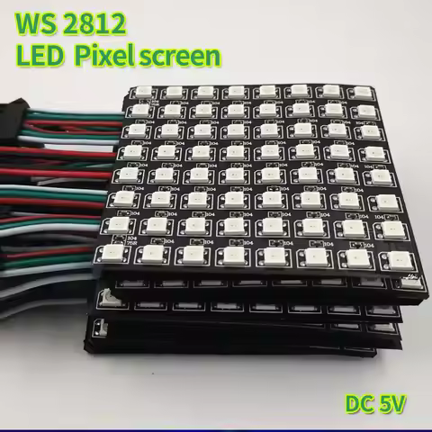 5050 RGB SMD DC5V WS2812B Flexible 8x8 16x16 8x32 Luces Pixel Panel Matrix Screen WS2812Full-color A