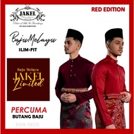 (SET RED) JAKEL LIMITED Baju Melayu Jakel Asad Motawh by JAKEL Cekak Musang Baju Raya 2024 Slim Fit 