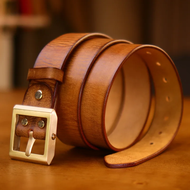 หนาทองเหลืองหัวเข็มขัด Handmade Vintage เข็มขัดกางเกงยีนส์ Universal เข็มขัดเอวสําหรับชายคุณภาพ Cowh