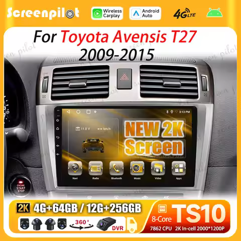 Android 16 For Toyota Avensis T27 2009 - 2016 Multimedia Video Player GPS Navigation Wireless Androi