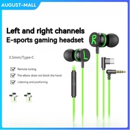 Gaming Headset Left and Right Channel Elbow Wired in-ear Gaming Chicken Listening To Sound Defense Computer Cell Phone Type-c