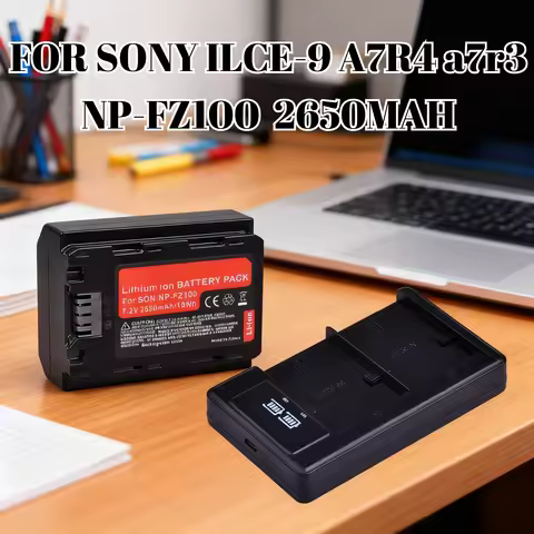 NP-FZ100 Battery 2650mAh with Charger for Sony Alpha A7III A7RIII A7III A9 A7RIV A6600 ZV-E1 Replace