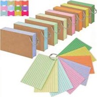 Index Cards, 3PCS/150 Sheets Random Colored Flash Cards With Rings And Stickers, 3x5 Inches Note Car