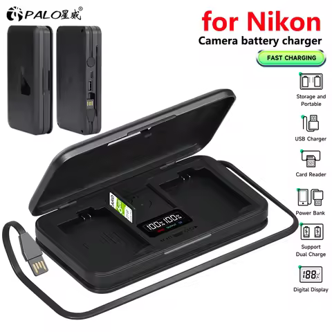 LCD Smart Charger Case Multi-function Battery Storage Box for Nikon EN-EL3E EN-EL9 EN-EL14 EN-EL15 E