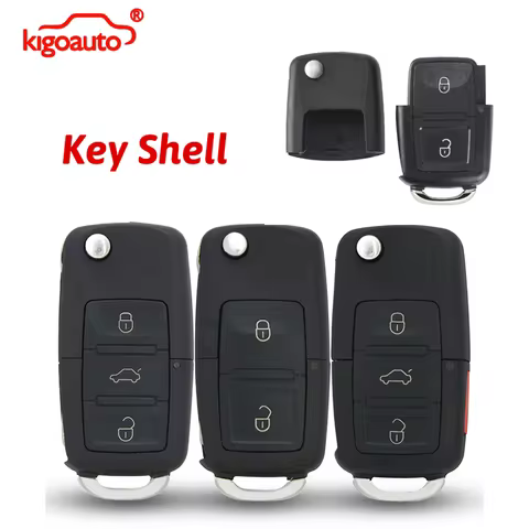 Kigoauto Remote Key Shell 2/3 Button 1JO-959-753-T for VW Volkswagen Seat Skoda Passat Golf Jetta Po